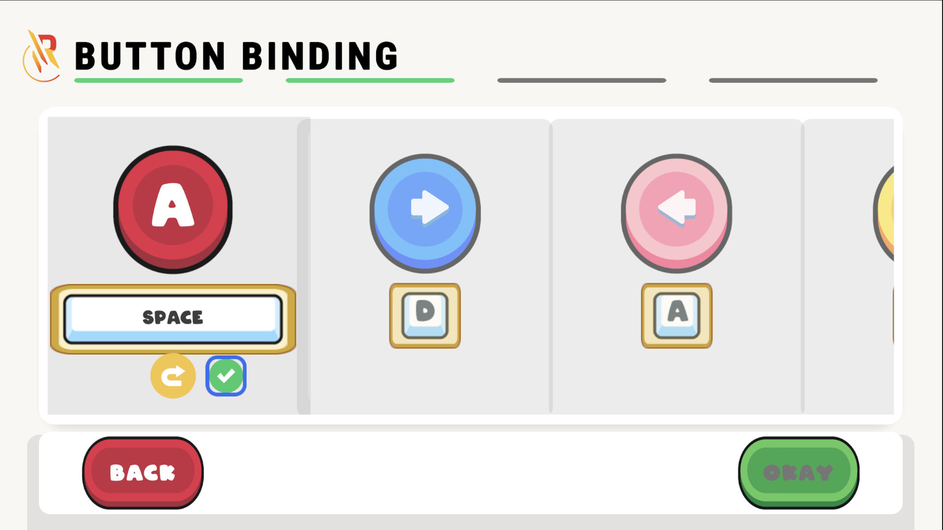 Reach switch-binding screen for assigning controls.